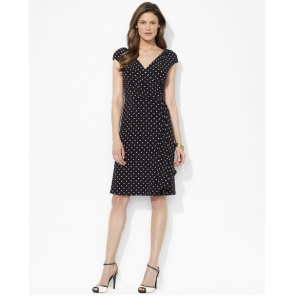 Ralph Lauren Polka Dot Faux Wrap Dress - Picture 2 of 16